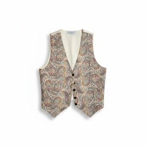 Talbott Vintage Paisley‎ Tapestry Vest, Women's Small, Cotton Blend, Made in USA